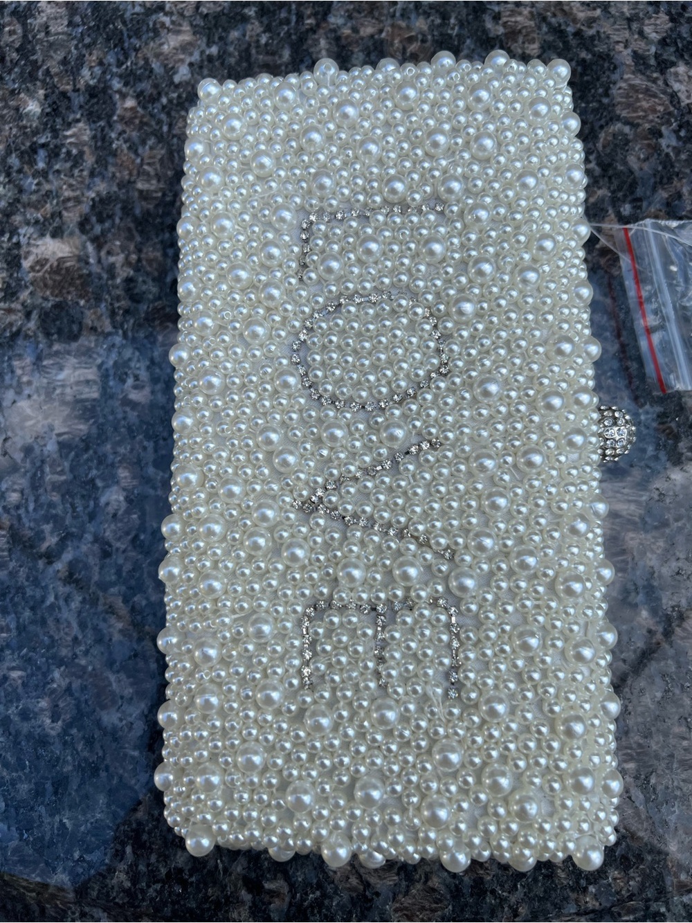 Pearl Beaded "LOVE" Clutch Wristlet - White - Picture 5 of 11